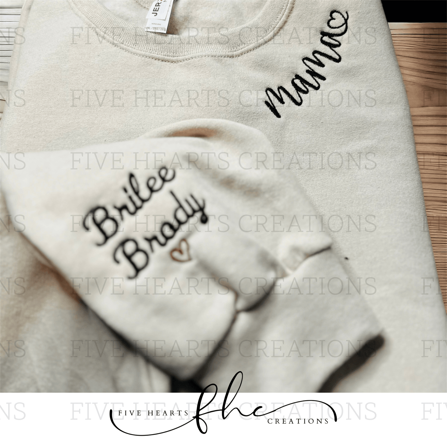 Collar Mama w/heart Embroidered Sweatshirt